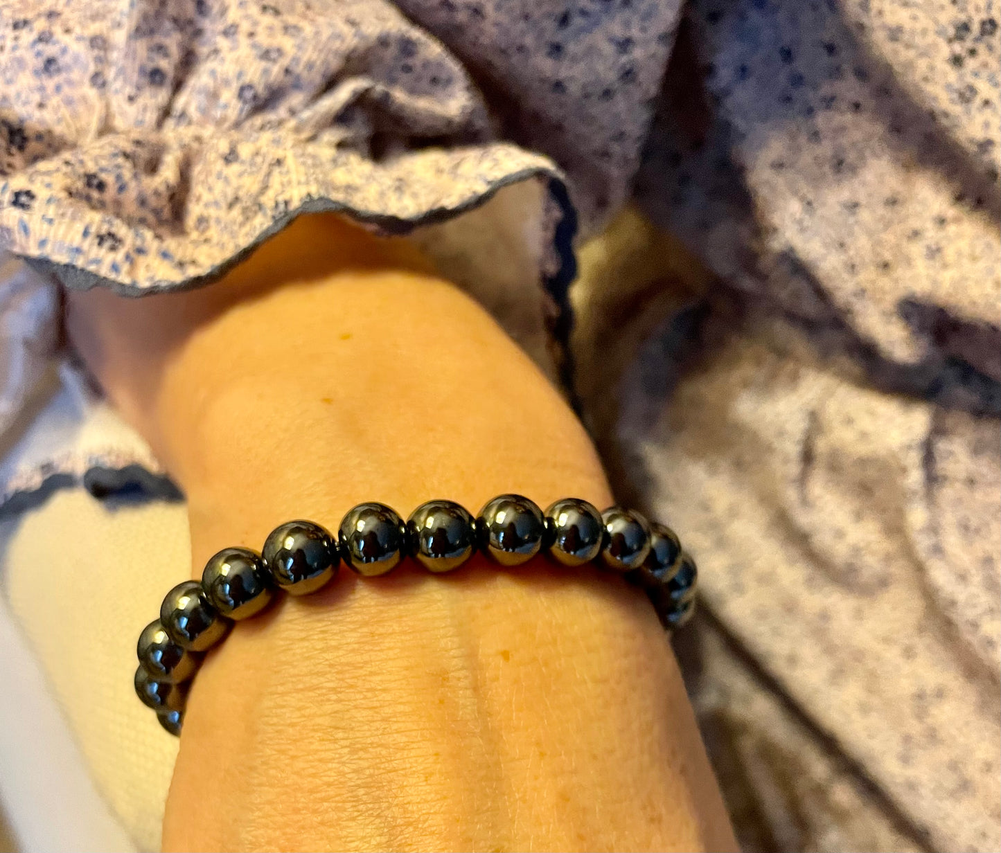 Hematite polished crystal bracelet modelled